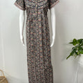 Grey Pleated 100% Cotton Nighty with Print