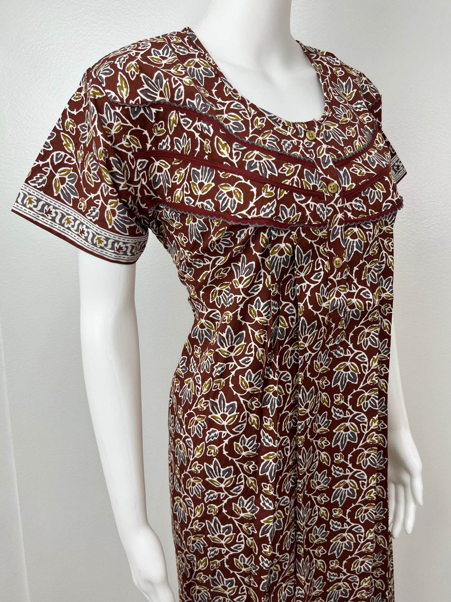 Maroon 100% Cotton Nightgown Soft & Comfortable