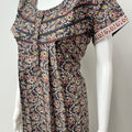 Grey Pleated 100% Cotton Nighty with Print