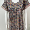 Grey Pleated 100% Cotton Nighty with Print