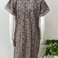 Grey Pleated 100% Cotton Nighty with Print