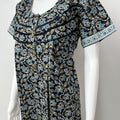 Black Pure Cotton Nighty with Contrast Print
