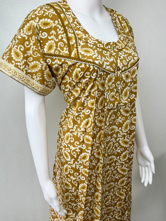 Mustard Pure Cotton Women's Nighty