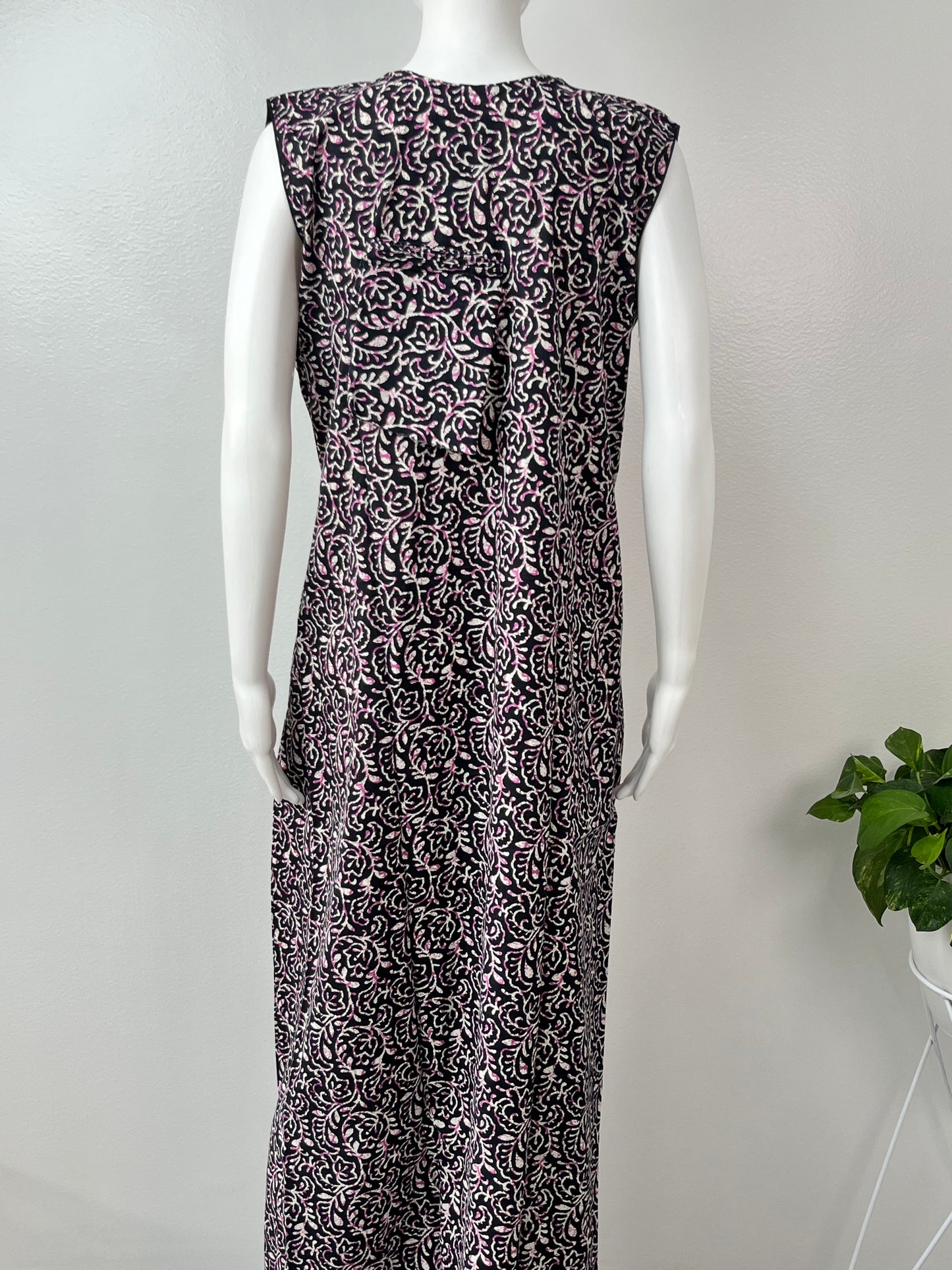 Black 100% Pure Sleeveless Cotton Nighty for Women