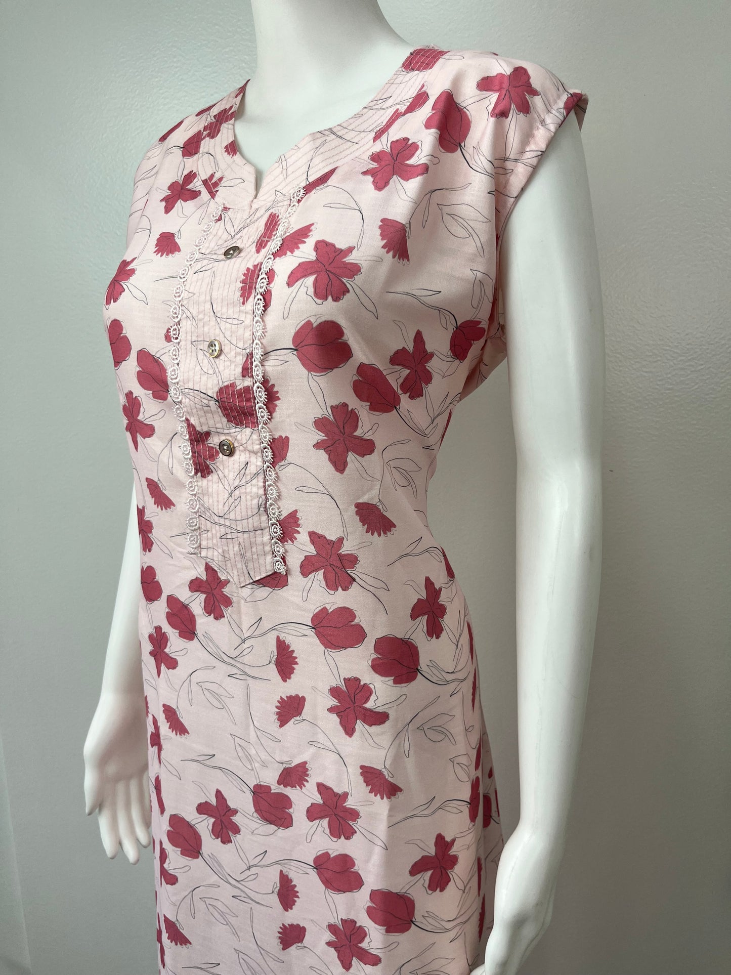 Baby Pink Sleeveless Nighty Soft & Elegant