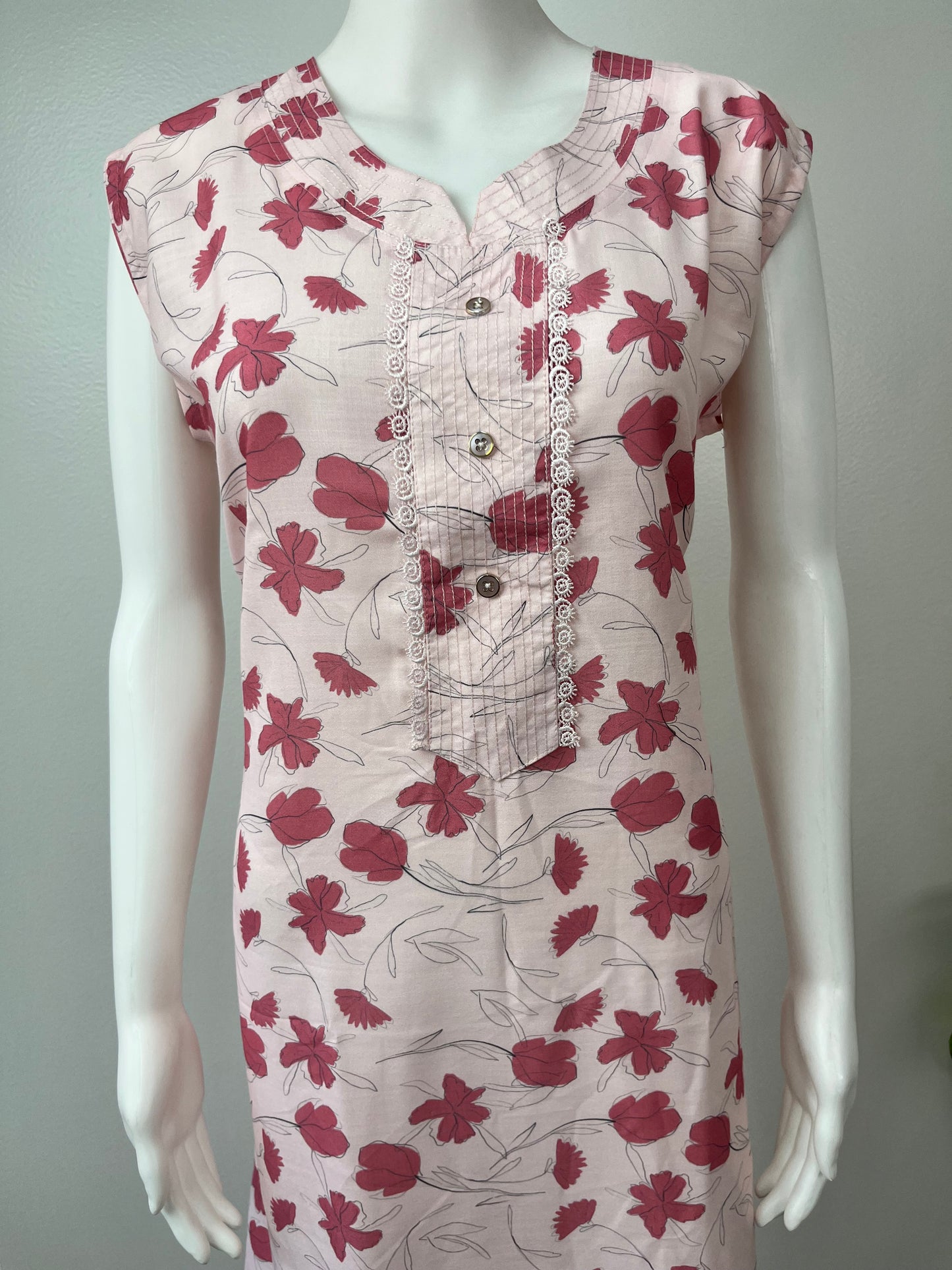 Baby Pink Sleeveless Nighty Soft & Elegant