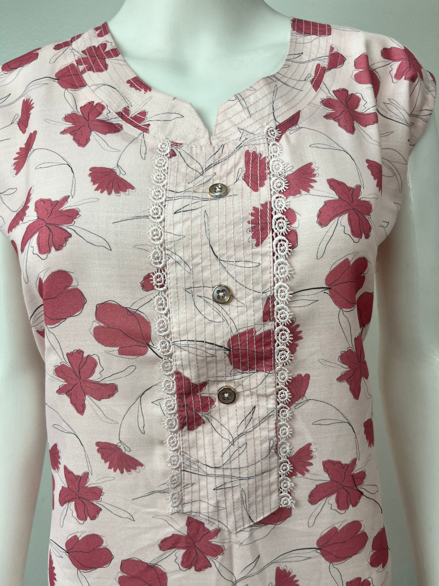Baby Pink Sleeveless Nighty Soft & Elegant