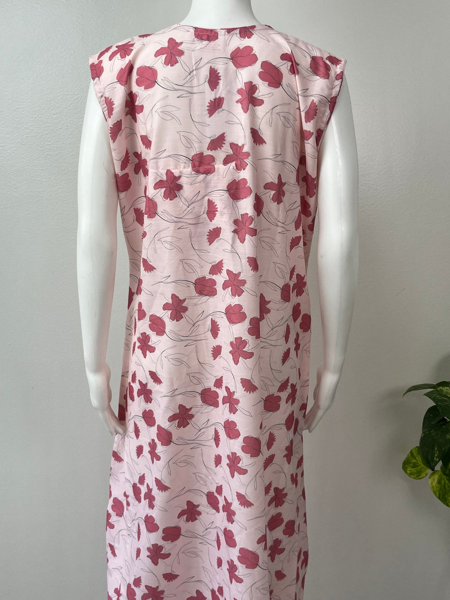 Baby Pink Sleeveless Nighty Soft & Elegant