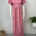 Peach Pleated Cotton Nightgown Soft & Comfortable