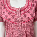 Peach Pleated Cotton Nightgown Soft & Comfortable