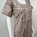 Grey Pure Cotton Nightgown with Embroidery