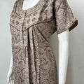 Grey Pure Cotton Nightgown with Embroidery
