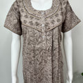 Grey Pure Cotton Nightgown with Embroidery