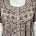 Grey Pure Cotton Nightgown with Embroidery