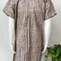 Grey Pure Cotton Nightgown with Embroidery