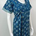 Blue Pure Cotton Nightgown With Contrast Print