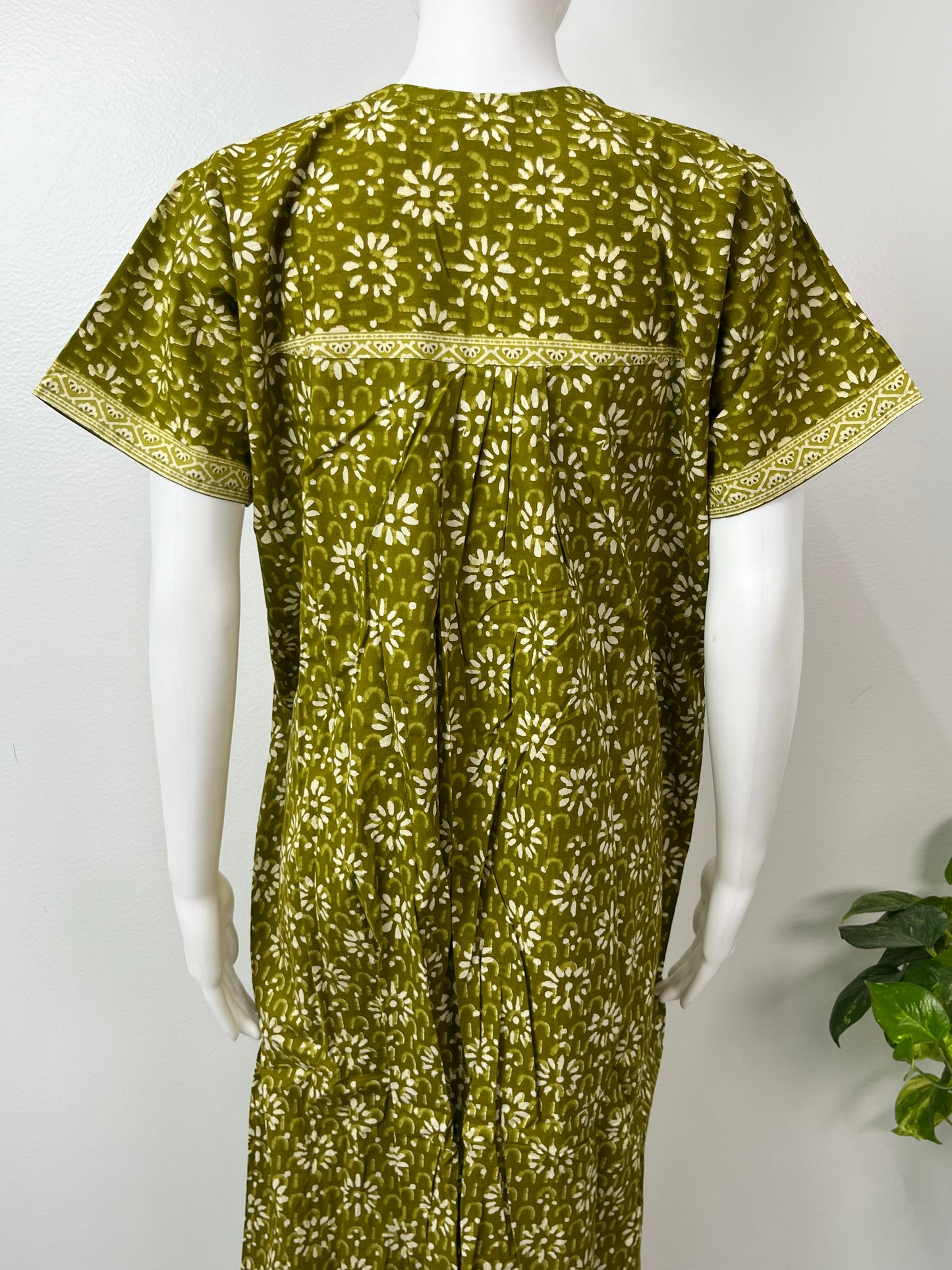 Sage Green Pure Cotton Nightgown Comfortable & Elegant