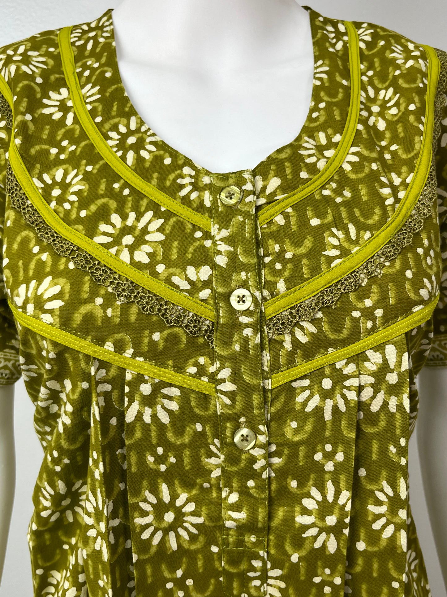 Sage Green Pure Cotton Nightgown Comfortable & Elegant