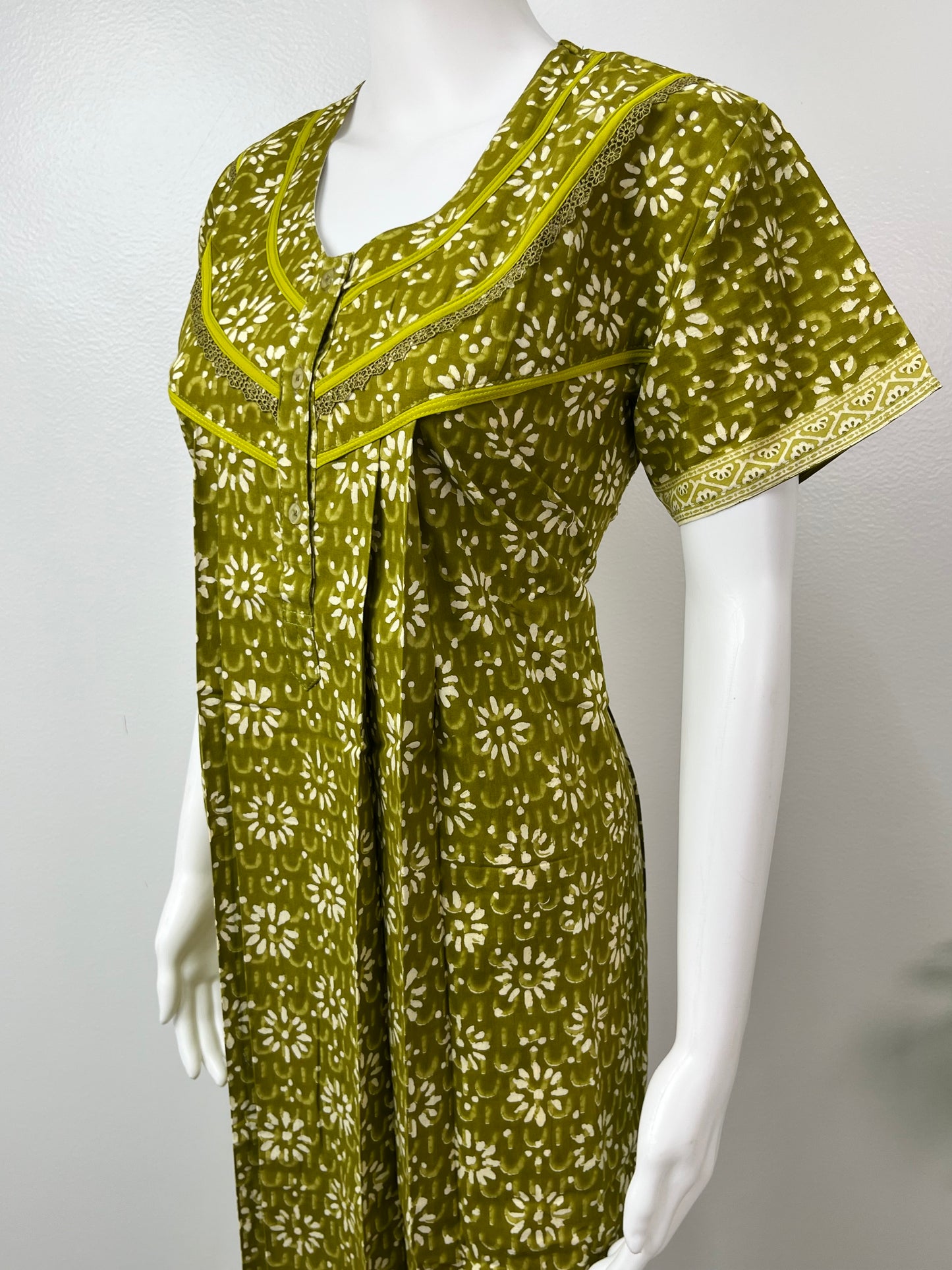 Sage Green Pure Cotton Nightgown Comfortable & Elegant