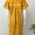 Mustard Pure Cotton Pleated Nighty for Women