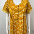 Mustard Pure Cotton Pleated Nighty for Women