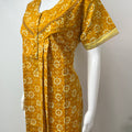 Mustard Pure Cotton Pleated Nighty for Women
