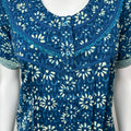 Blue Pure Cotton Nightgown With Contrast Print