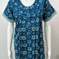 Blue Pure Cotton Nightgown With Contrast Print
