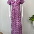 Purple Pleated 100% Cotton Nightgown with delicate Embroidery