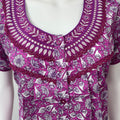 Purple Pleated 100% Cotton Nightgown with delicate Embroidery