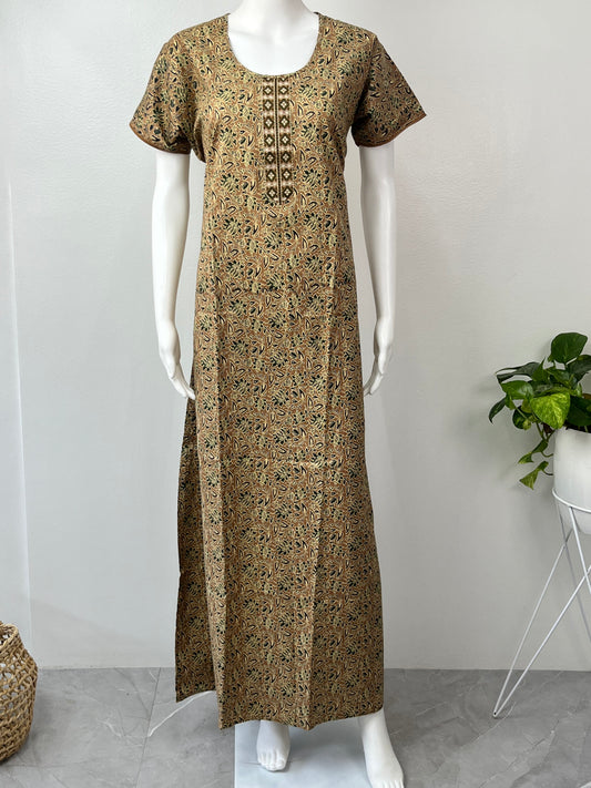 Olive Green 100% Cotton Nightgown  Soft & Comfortable
