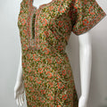 Olive Green Printed Pure Cotton Nightgown For Women