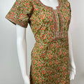 Olive Green Printed Pure Cotton Nightgown For Women