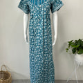 Teal Blue Cotton Nighty Comfortable & Elegant