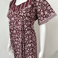 Maroon Pleated 100% Cotton Nighty for Women