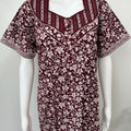 Maroon Pleated 100% Cotton Nighty for Women