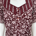 Maroon Pleated 100% Cotton Nighty for Women