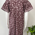 Maroon Pleated 100% Cotton Nighty for Women