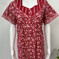 Red Floral Printed Pure Cotton Nightgown for Women