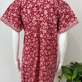 Red Floral Printed Pure Cotton Nightgown for Women