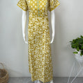 Yellow Printed 100 % Cotton Nighty