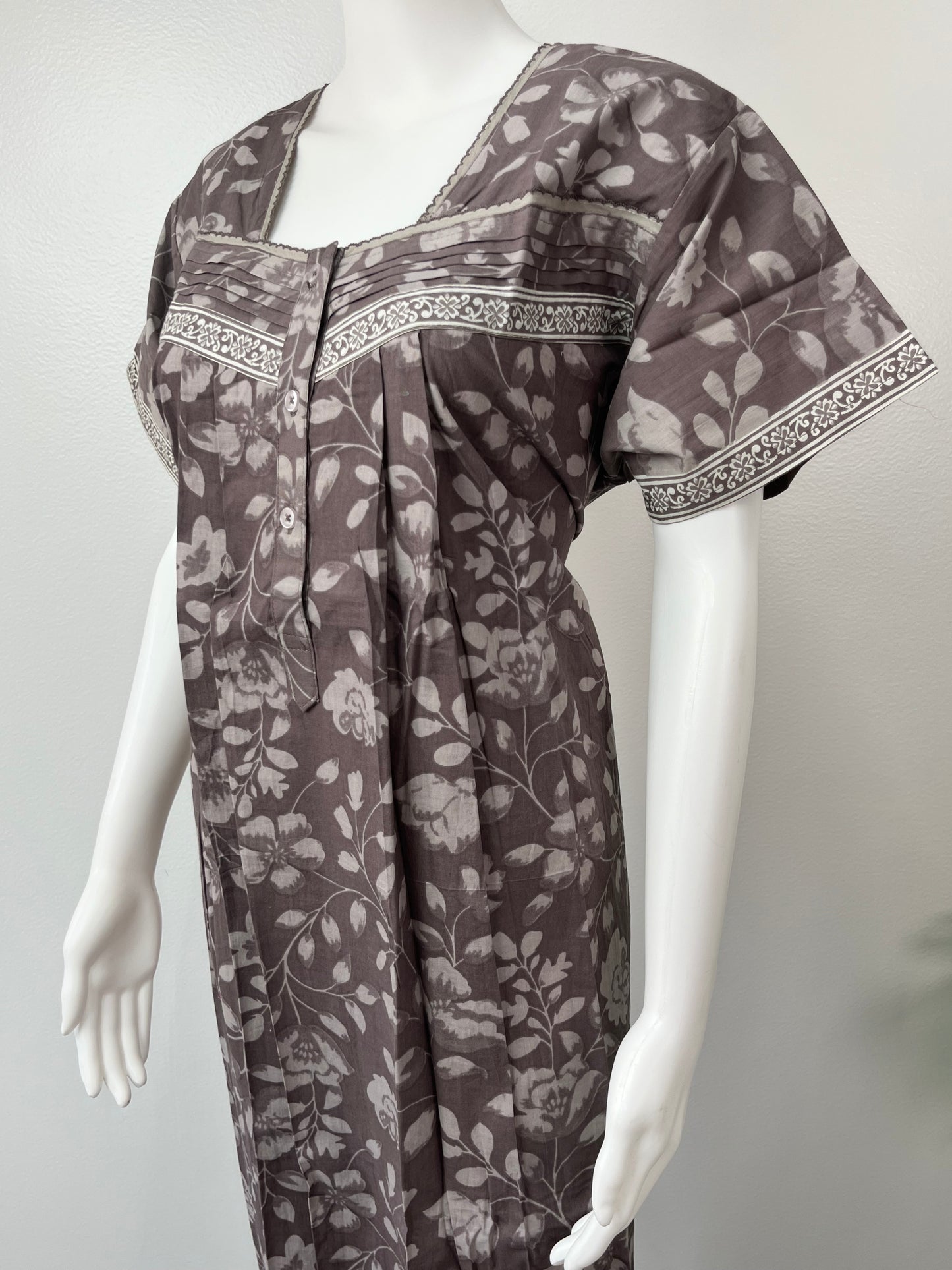 Grey Foliage Pure Cotton Nighty Soft & Elegant