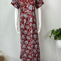 Maroon Pleated 100% Cotton Nightgown