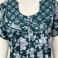 Teal Blue Floral Printed Cotton Nighty for Women