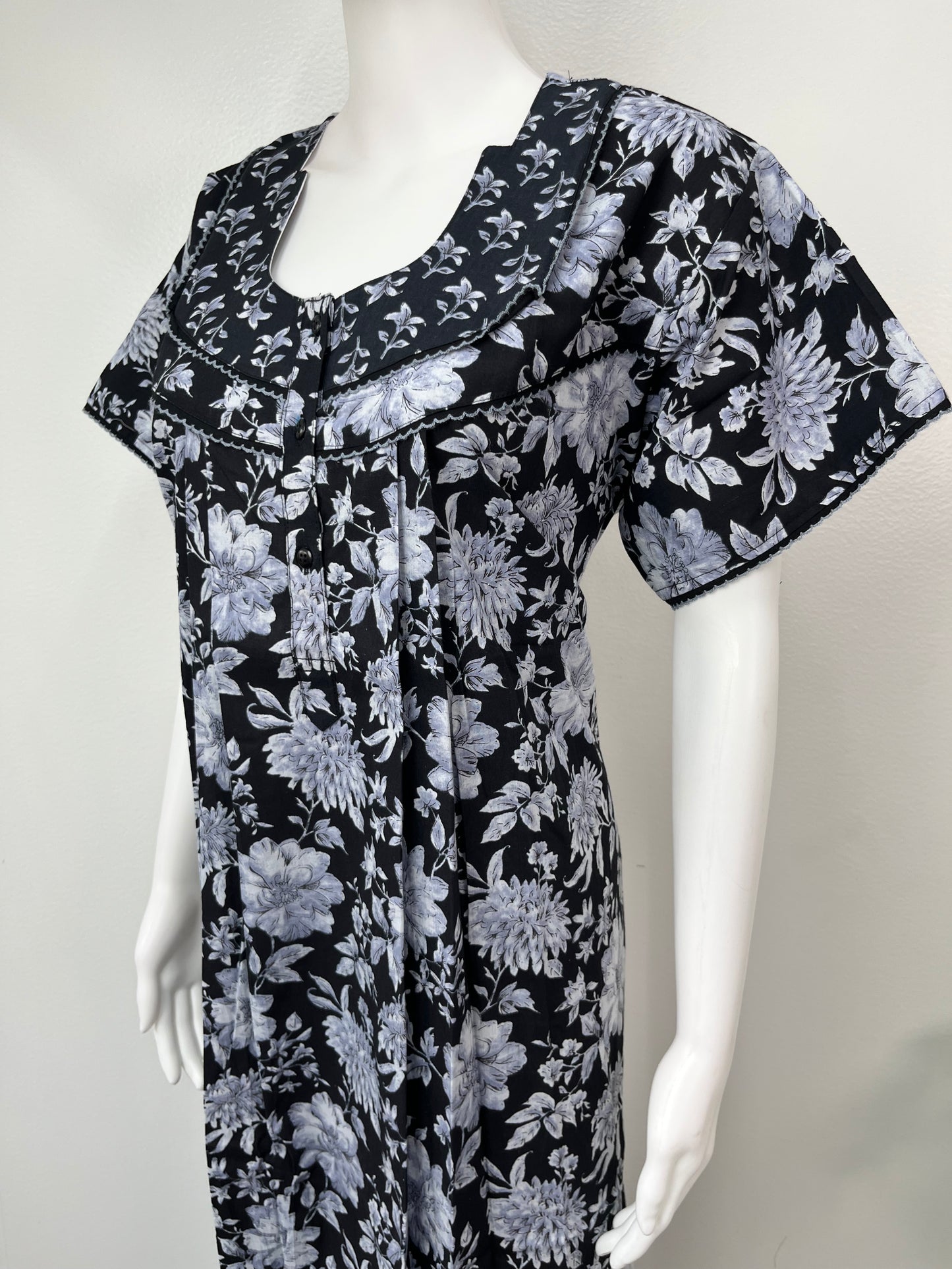 Black 100% Cotton Nighty with Double Print