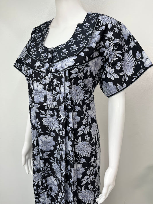 Black 100% Cotton Nighty with Double Print