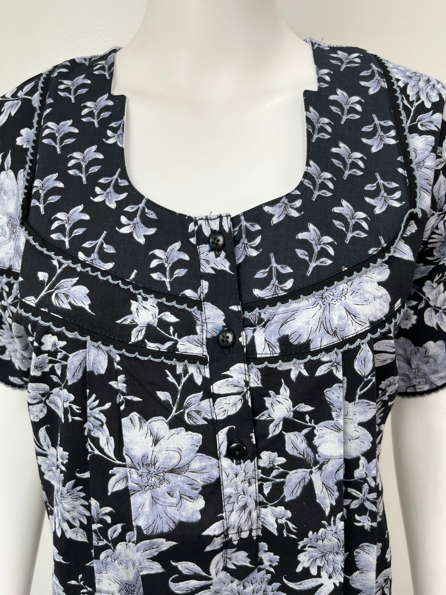 Black 100% Cotton Nighty with Double Print