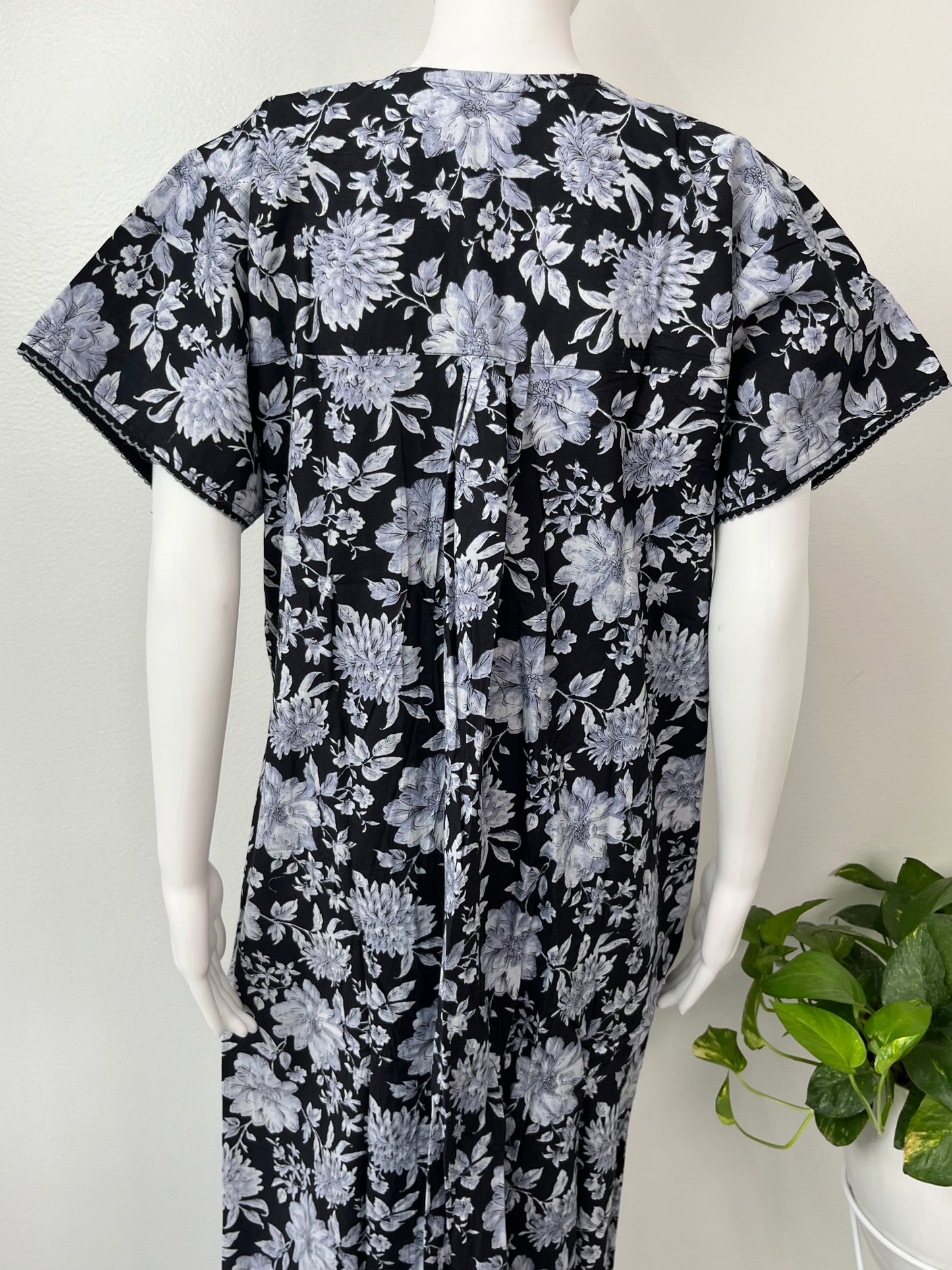 Black 100% Cotton Nighty with Double Print