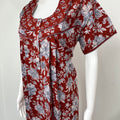 Maroon Pleated 100% Cotton Nightgown