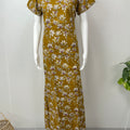 Mustard Pure Cotton Floral Nighty for Women